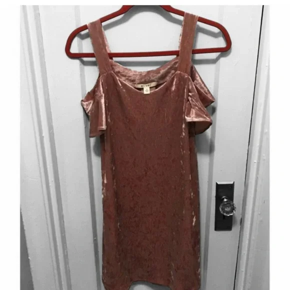 MIAMI Pink Mauve Rose Cold Shoulder Velvet A-line Dress Women’s‎ Size XS - Picture 4 of 8